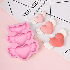 RKPM HOMES Heart Wings Shape Cupcake Fondant Mold I 3D Valentine's Day Hearts Silicone Chocolate Mold I for DIY Sugarcraft Cake Decoration, Polymer Clay, Candy, Cookies, Soap Wax Making Crafting