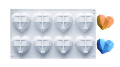 RKPM HOMES Diamond Heart Silicone Mold for Chocolate, 8 Cavities Non-Stick Easy Release Heart Shaped Silicone Mold Tray for Ice Cream, Mousse Cake Baking, Desserts, Candy (8 Cavity Diamond)