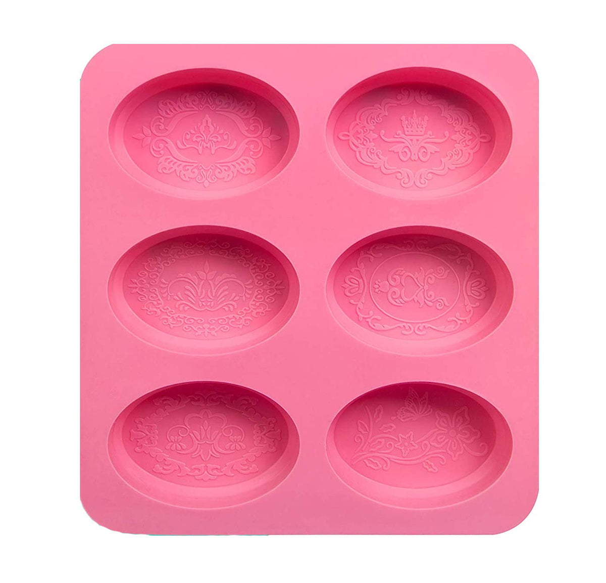 RKPM HOMES 6 Cavities Silicone Soap Molds, Homemade Soap Making Chocolate Baking Molds (Oval Patten Silicone Mold)