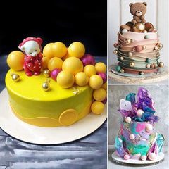 RKPM HOMES 3D Half Round Pearls Bubbles Cake Mould | Fondant Silicone Bead Sphere Moulds | Cake Decorating Frame | for Cake Decorating, Sugar, Gum Paste, Chocolate, Cookies - Set of 2