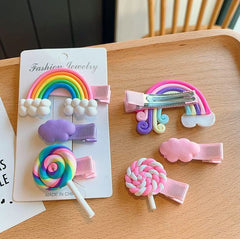 RKPM HOMES 3PCs Baby Girl Cloud Lollipop Rainbow Hair Clips Set For Girls Toddler Kids Princess Hair Pins Clips Barrettes Hair Accessories (Blue)