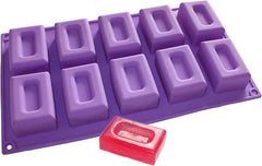 RKPM HOMES Soap Molds I 3D Fondant Rectangle Border Shape Silicone Mould I Handmade Sharp Soap Making Forms I for Bath Bombs Shower Steamer Lotion Bars Cake Baking Candle Tray - 10 Cavity