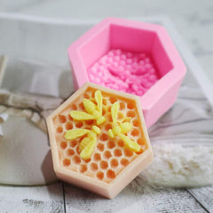 RKPM HOMES Bee Honeycomb Shape Soap Mold I 3D Fondant Silicone Beeswax Candle Mould I Handmade Sharp Soap Making Forms I Mould for Lotion Bar Cake Chocolate Candy Ice DIY Resin Art Craft (Hexagon)