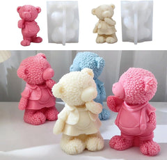 RKPM HOMES 3D Standing Bear Shape Candle Mold I Teddy Bear Silicone Epoxy Mould I for DIY Handmade Ornament Chocolate Cake Décor Aromatherapy Soap Resin Art Craft Desktop Display Home Decoration (A)