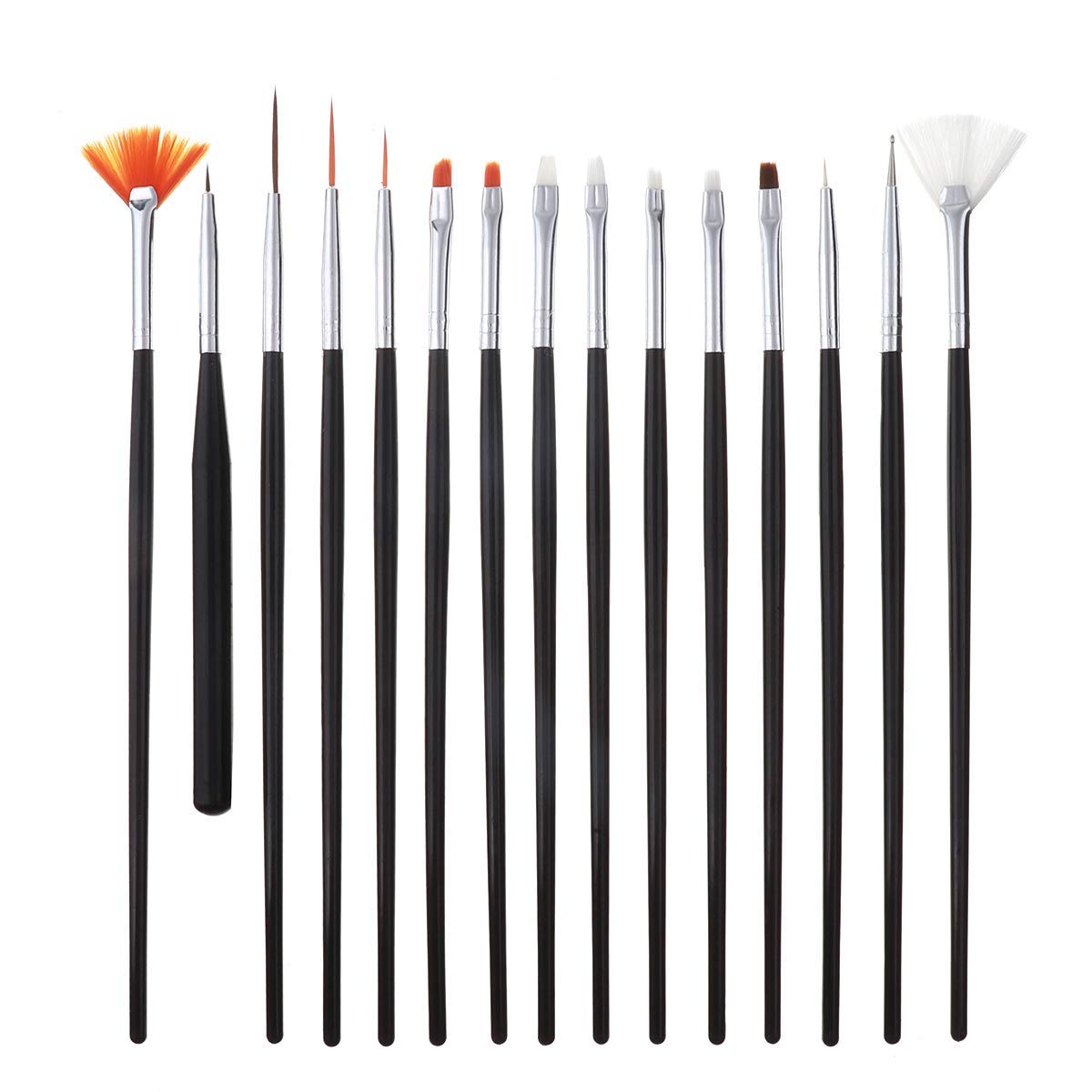 RKPM HOMES UV Gel Acrylic Nail Painting Brushes/Drawing Pen/Nail Art Design Painting Tool Pen Polish Nail Brush Set Of - 15 Pieces - Black