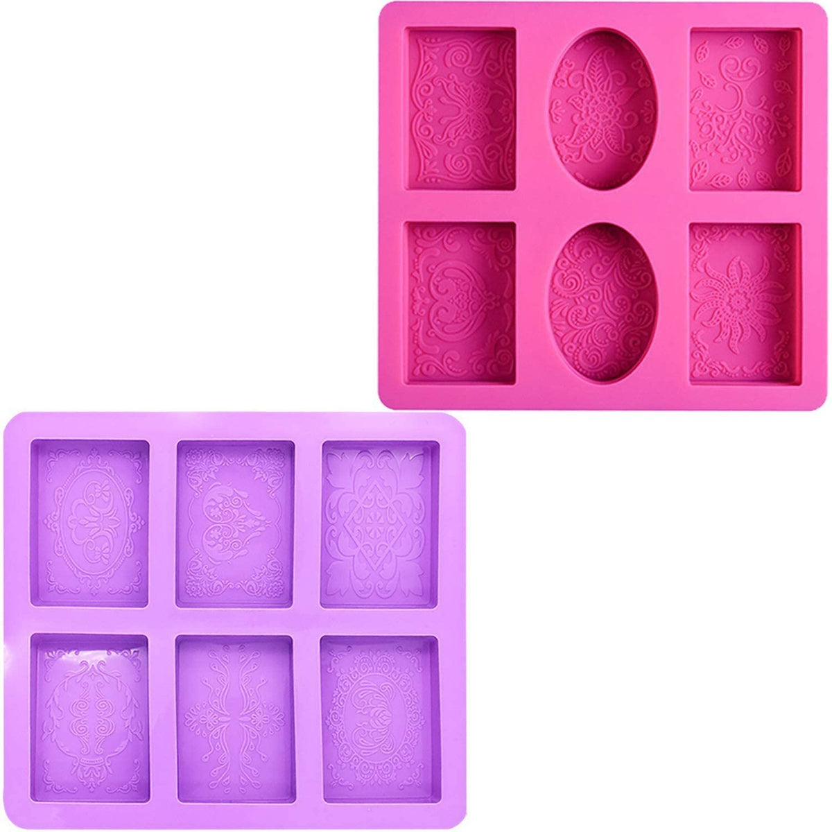 RKPM HOMES Soaps Molds | Silicone Oval & Square Shape Mould with Ocean Wave Pattern | Handmade Sharp Edges Soap Making Forms | 3D Moulds for Cake Chocolate Candy Ice Jelly Brownie Dessert - 6 Cavity