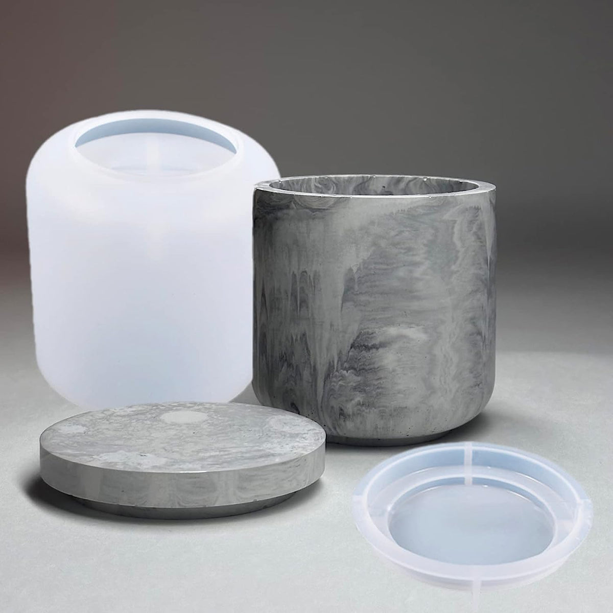 RKPM HOMES Box Resin Molds I Concrete Round Long Silicone Epoxy Casting Mould with Lid I for DIY Handmade Necklace Earring Art Crafts Jewelry Storage Box Ring Trinket Container Decorations (Smooth)