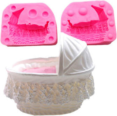RKPM HOMES Baby Stroller Chocolate Fondant Mold I 3D Baby Pram Carriage Silicone Cupcake Mould I for DIY Handmade Sugarcraft Cake Décor Polymer Clay Candy Gummy Cookies Muffin Resin Wax Making (Large)