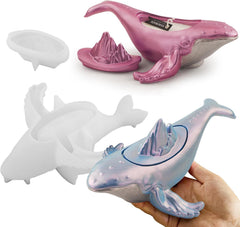 RKPM HOMES Ocean Animal Storage Box Resin Mold I 3D Whale Shape Silicone Epoxy Casting Jar Mould with Lid for DIY Handmade Crafts Ornament Jewelry Cosmetic Organizer Ring Trinket Container Home Décor