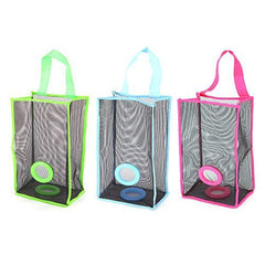 RKPM HOMES Wall Mount Plastic Bags Holder Hanging Grocery Bag Container Plastic Grocery Bag Saver Mesh Grocery Bag Dispenser for Kitchen Bathroom Office Pink (Large Size: 48 X 20 X 10 cm)