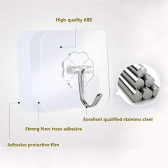 RKPM HOMES Transparent-Glue Hooks Hooks for Hanging - Heavy Duty Shower Sticky Hooks Key Hook Seamless Waterproof and Oil Proof,for Kitchen Bathroom Ceiling Window 6 Pack