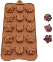 RKPM HOMES Silicone Chocolate Mold Candy Mold Jelly Ice Cube Tray Muffin Sugar Craft Fondant Mold Mould Cake Decorating Tools (3 Shape Flower Chocolate Mold)