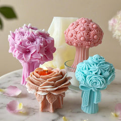 RKPM HOMES Flower Bouquet Candle Mold I 3D Lily Basket Pillar Silicone Epoxy Mould I Special for Valentine's Day I for DIY Handmade Ornament Aromatherapy Soap Resin Art Craft Making Home Party Décor