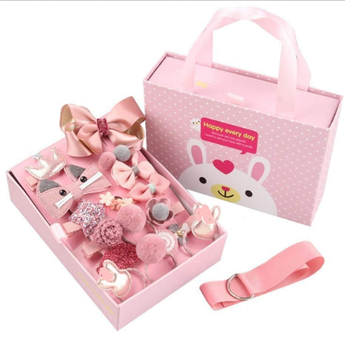 RKPM HOMES Baby Girl Hair Accessories Hair Clips Ties Hairpins Set Of 18 (Pink)