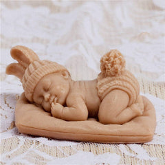 RKPM HOMES Sleeping Baby with a Pillow Design Fondant Mold I 3D Newborn Christening Silicone Mould I for DIY Handmade Cake Décor Polymer Clay Candy Cookies Muffin Soap Resin Wax Candle Making (Thick)