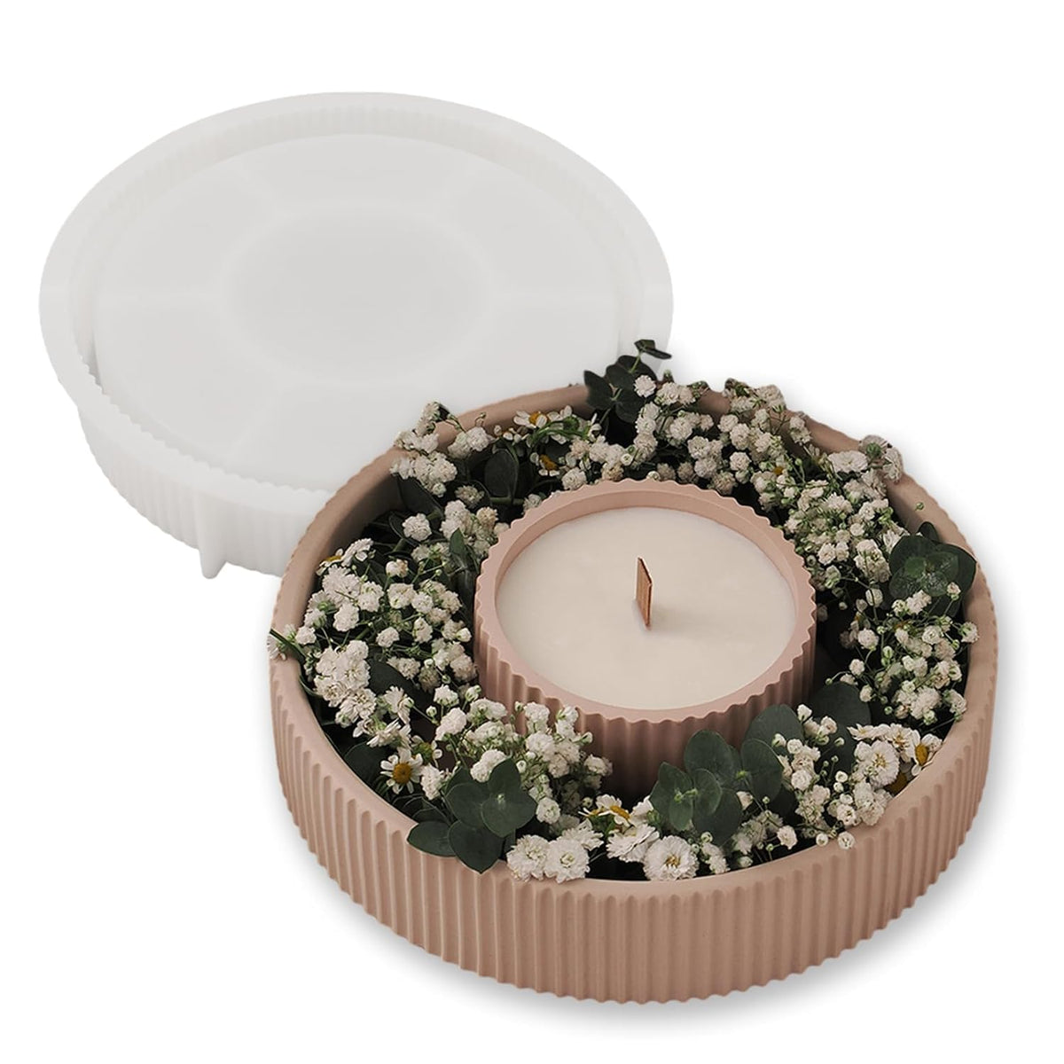 RKPM HOMES Candle Holder Vase Resin Mold I 3D Round Wave Casting Silicone Epoxy Candlestick Mould I Bowl Concrete Molds for DIY Handmade Art Craft Jewelry Storage Ring Trinket Container Box (Large)