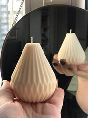 RKPM HOMES Pear Shape Candle Mold I 3D Silicone Striped Tapered Geometric Epoxy Mould I for DIY Handmade Ornament Chocolate, Cake Décor, Aromatherapy, Soap, Resin Art Craft Making - 1 Cavity
