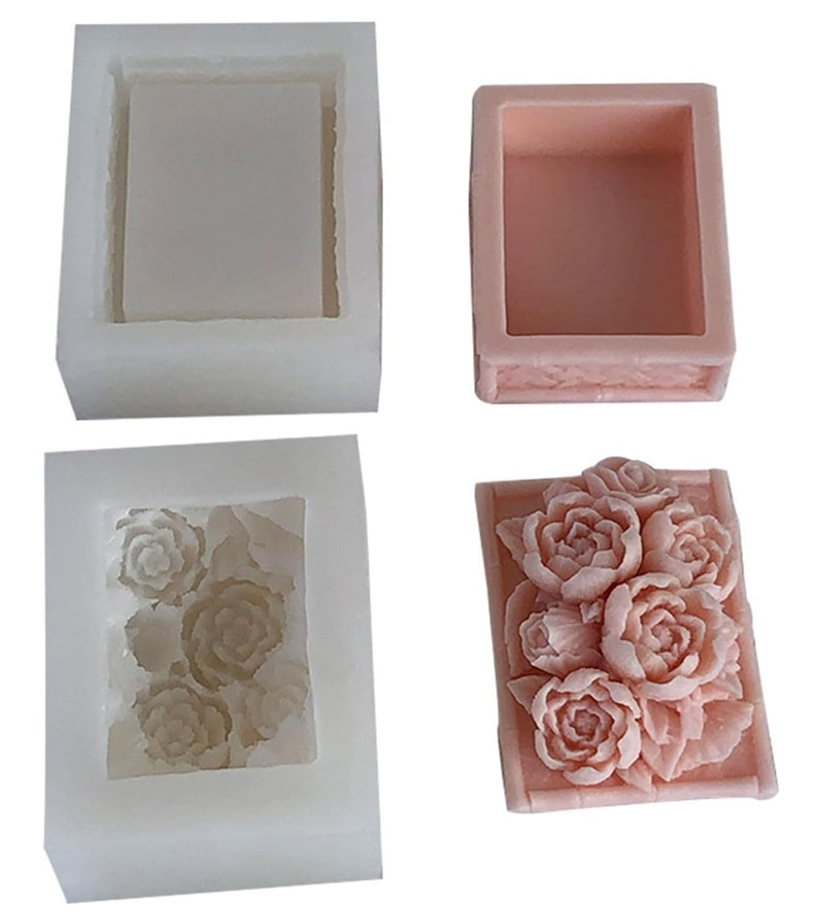 RKPM HOMES Flower Storage Box Resin Mold I 3D Peony Flowers Silicone Epoxy Casting Mould with Lid I for DIY Handmade Crafts Ornament Boxes Jewelry Cosmetic Organizer Ring Trinket Container Home Décor
