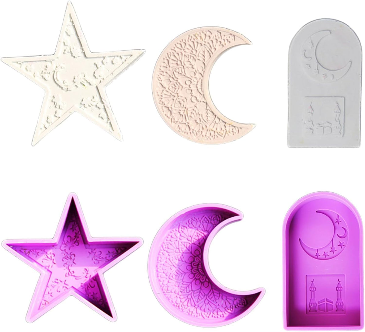 RKPM HOMES Arch Candle Mold I 3D Mandala Crescent Gypsum Silicone Plaster Epoxy Mould I for DIY Handmade Ornament Chocolate Cake Décor Aromatherapy Soap Resin Art Craft Making Home Decoration (Set of 3)