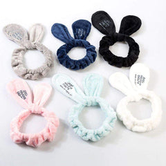 RKPM Girls Hair Band Wash Face Bath Spa Makeup Wrap Rabbit Ears Headband Soft Elastic (Black)