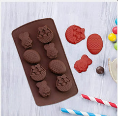 RKPM HOMES Easter Egg Rabbit Shape Chocolate Mould | Silicone Candy Mold | Baking Tools for Cake Chocolate Candy Ice Jelly | Cake Baking Moulds | Bakeware Molds | Brown – 8 Cavity
