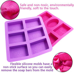 RKPM HOMES - 3D DIY Silicone Soap Mold for Soap Making | Rectangle Designer 6 Cavity Soap Mold | Cavity Size : Approx 110 Grams Each |Size :22.5 cm X 20.5 cm X 2.8 cm