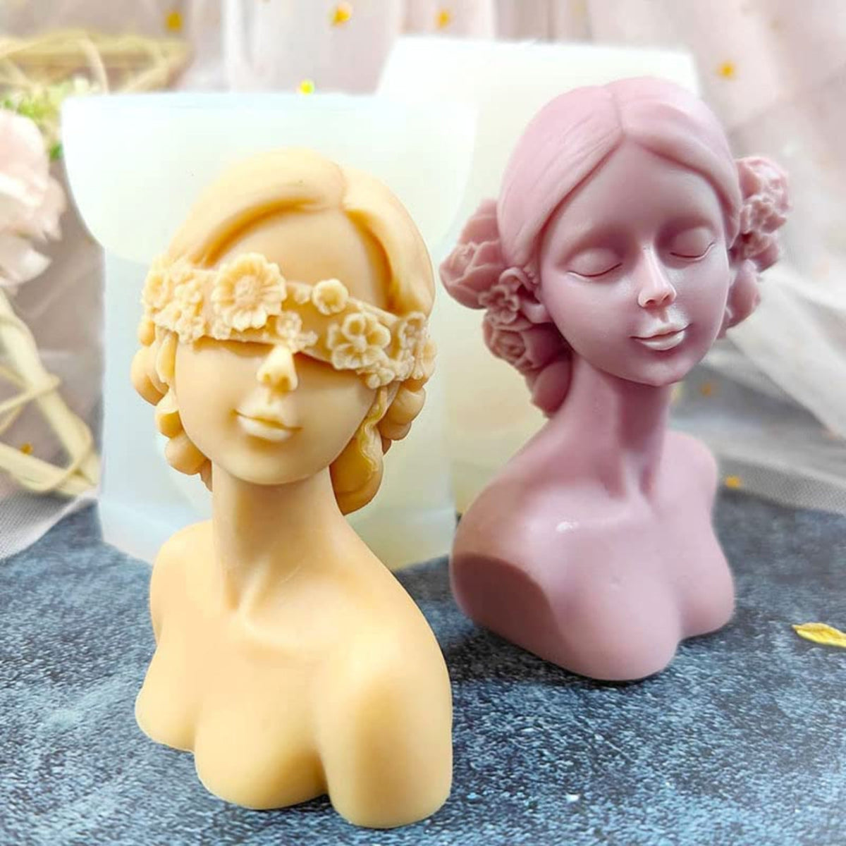 RKPM HOMES Close Eyes and Blind Woman Body Shape Candle Molds I 3D Fondant Silicone Bust of Girl Wax Mould I for Handmade Ornament Aromatherapy Plaster, Soap, Resin Casting, Art Craft Making Tools