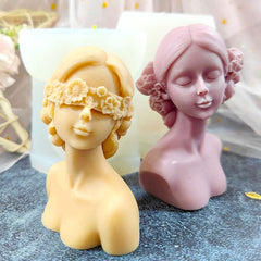 RKPM HOMES Close Eyes and Blind Woman Body Shape Candle Molds I 3D Fondant Silicone Bust of Girl Wax Mould I for Handmade Ornament Aromatherapy Plaster, Soap, Resin Casting, Art Craft Making Tools - 2Pcs