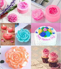 RKPM HOMES Peony Flower Shape Candle Mold I 3D Fondant Flowers Silicone Scented Wax Mould I Succulent Molds for DIY Handmade Ornament, Cake Décor, Aromatherapy, Soap, Resin Art Craft Making - 2 Pcs
