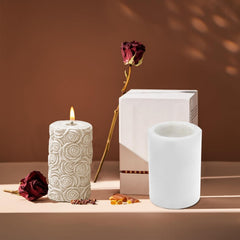 RKPM HOMES Delicate Rose Candle Mold I 3D Flower Embossed Cylindrical Pillar Silicone Epoxy Mould I for DIY Handmade Ornament Chocolate, Cake Décor, Aromatherapy, Soap, Resin Art Craft Home Decoration