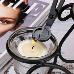 RKPM HOMES Candle Accessory Set - 4 Pcs Stainless Steel Wick Trimmer, Snuffer, Dipper with Storage Tray Plate - Candle Care Tool for Candle & Aromatherapy Lovers