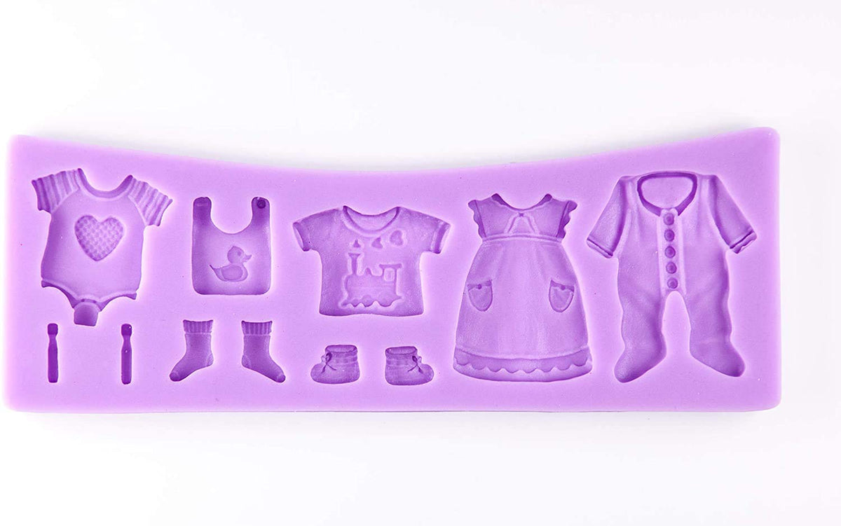 RKPM HOMES 3D Baby Silicone Fondant Mold Baby Shower Cake Topper DIY Cupcake Decoration Birthday Party Tool for Sugarcraft, Chocolate, Resin, Candy Mold (Baby Clothes)