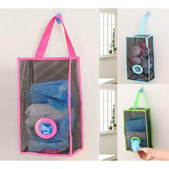 RKPM HOMES Wall Mount Plastic Bags Holder Hanging Grocery Bag Container Plastic Grocery Bag Saver Mesh Grocery Bag Dispenser for Kitchen Bathroom Office Pink (Large Size: 48 X 20 X 10 cm)