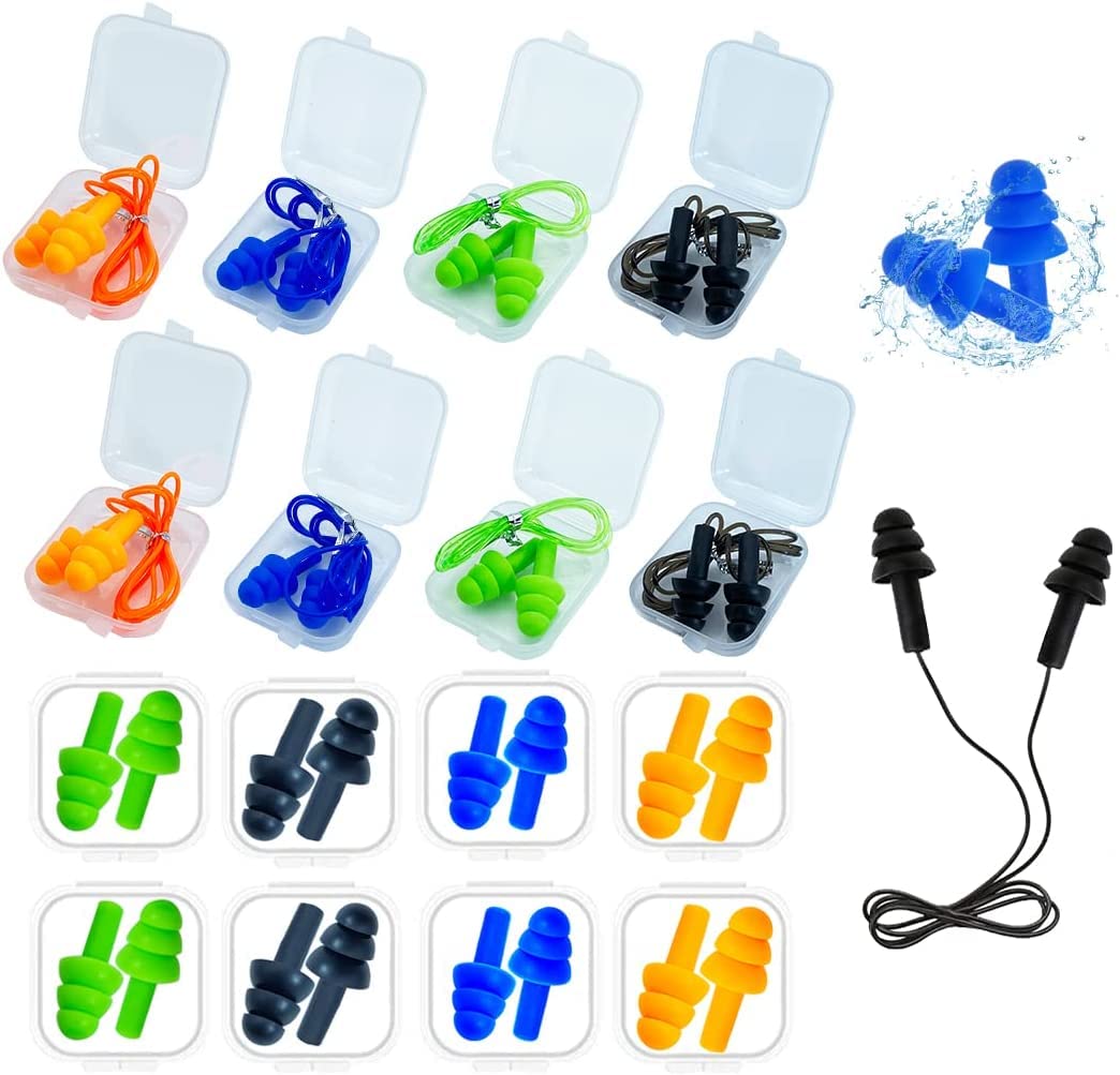 RKPM HOMES Ear Plugs with Wire I Silicone Waterproof Earplugs I Washable & Reusable Noise Reduction I for Concert, Swimming, Study, Loud Noise, Snoring I Comfortable For Children Adults Toddlers - Pack of 5