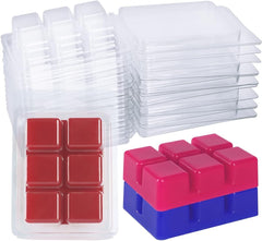RKPM HOMES Wax Melt Mold I Square Shape Empty Plastic Clear Cube Tray I Reusable Clamshells Mould for DIY Handmade Wickless Tarts Candles Chocolate Ice Cube Soap Making Supplies - 6 Cavity (50 Pcs)