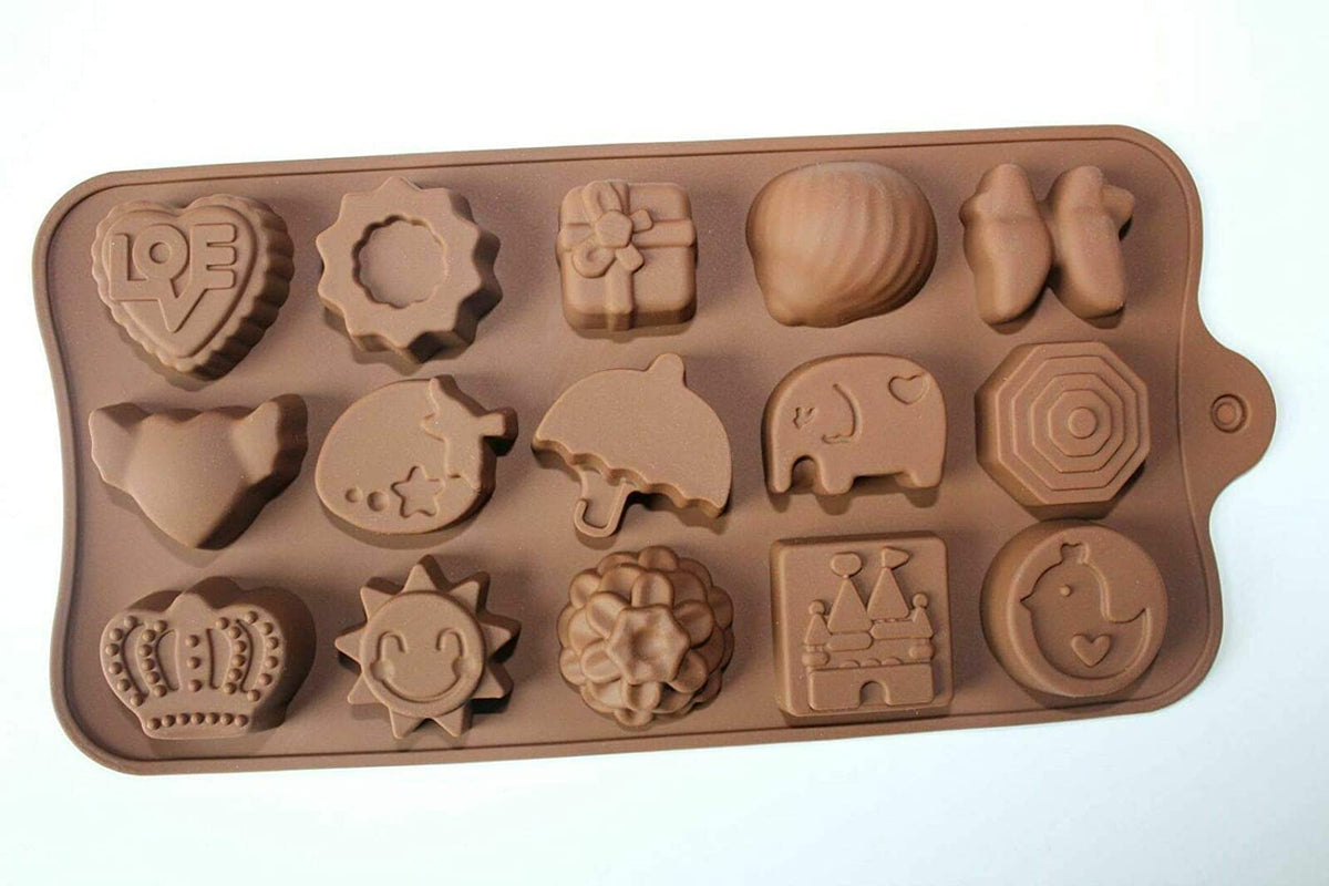 RKPM HOMES Elephant Crown Shape Chocolate Mould | Silicone Candy Mold | Baking Tools for Cake Chocolate Candy Ice Jelly | Cake Baking Moulds | Bakeware Molds | Brown – 15 Cavity