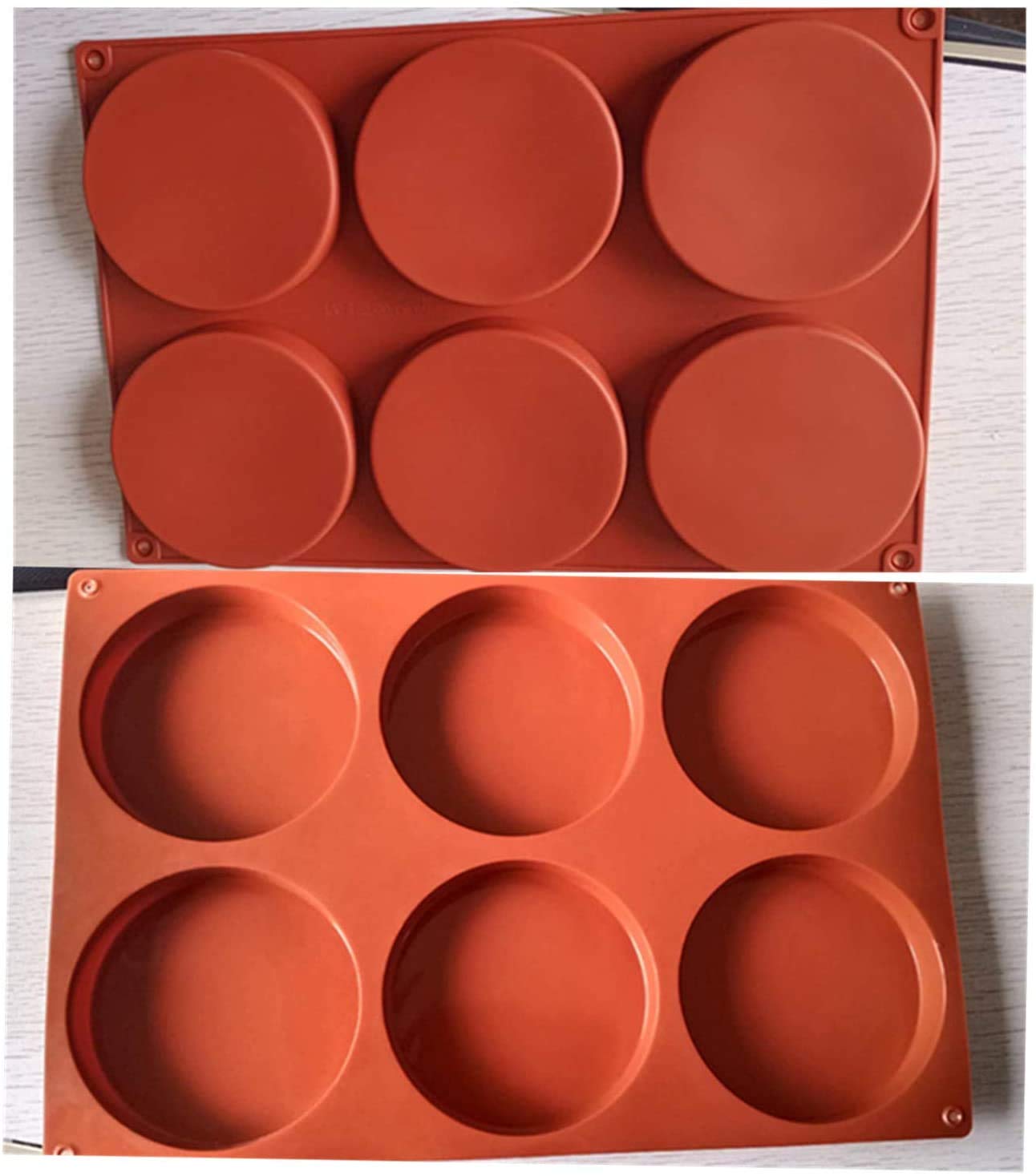 Disk Mold RKPM HOMES6-Cavity Large Round Silicone Disc Cake Mold Non-Stick Bakin ...