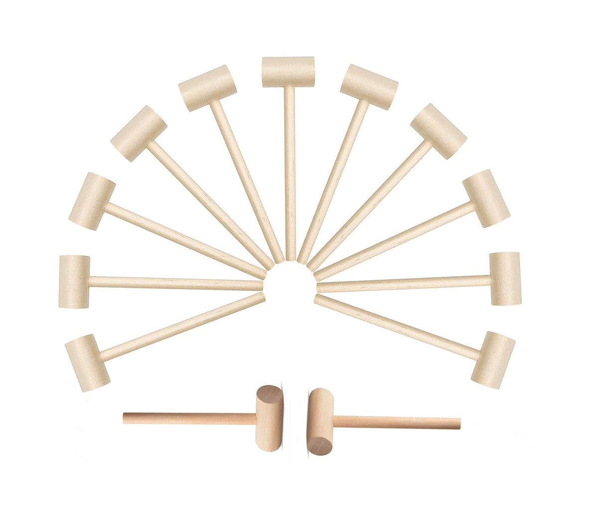 RKPM HOMES Round Wooden Hammer Mallet Pounding Toy Cute Beating Gavel Toys for Boys Girls, Size-13.6x4.2x1.7 cm. (12 pcs)