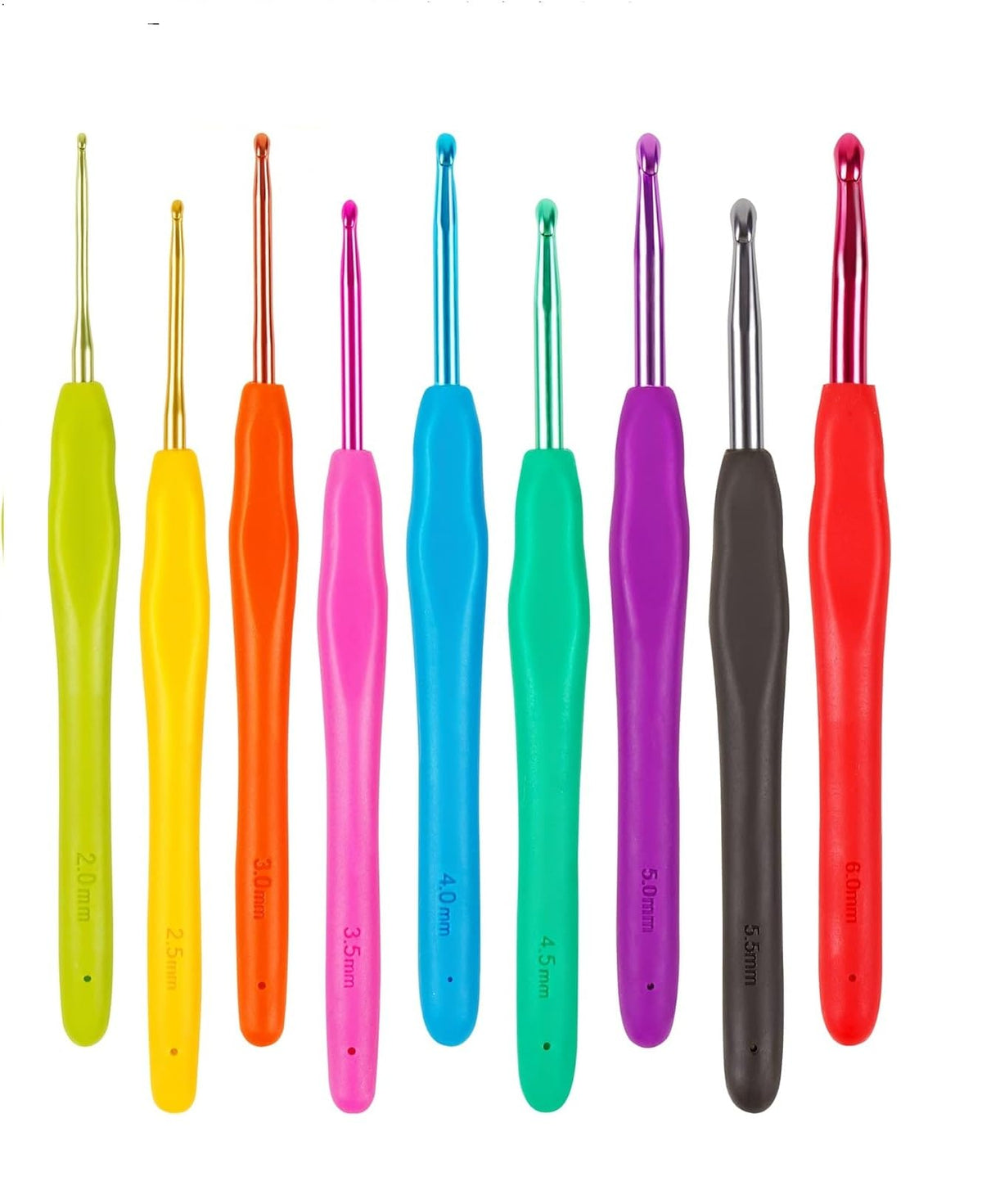 RKPM HOMES Aluminum Crochet Hooks Kit I with Colored Soft Handles I Knitting & Crochet Supplies I Easy Grip with Flat Finger I DIY Knitting Kit for Knitting Sweaters, Scarves and Hats - Set of 9