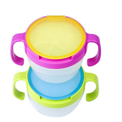 RKPM Child, Babies.Kids 360 Rotate Spill-Proof Snack Catchers Bowl Baby Snack Feeding Container Holder with Two Handle_Pink