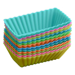 RKPM HOMES Paper Cake Cup Liners | Silicone Baking Cups | Muffin Cupcake Cases | Microwave or Oven Tray Safe | for Handmade Soap, Biscuit, Chocolate, Muffins, Jelly (Rectangle Shape, 12 Pcs)