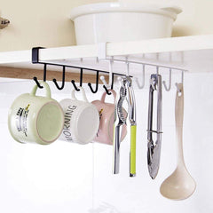 RKPM HOMES Mug Cups Wine Glasses Storage Hooks Kitchen Utensil Ties Belts and Scarf Hanging Hook Rack Holder Under Cabinet Closet without Drilling - Black 2 Pcs