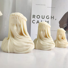 RKPM HOMES Veiled Lady Candle Mold I 3D Silicone Veiled Female Bust Sculpture Statue Mould I for Handmade Ornament Aromatherapy Soap, Chocolate, Cake Décor, Resin Casting, Art Craft Making (Small)