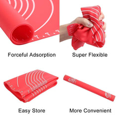 RKPM Homes Baking Mat | Non-Stick Fondant Rolling Silicone Mat | Chapati Atta Kneading Mat | Reusable Pastry Heat-Resistant BPA Free | Stretchable for Kitchen Roti Chapati Cake Pad (Red)
