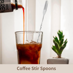 RKPM HOMES 2 in 1 Stainless Steel Mixing Spoon Fork I Spiral Pattern Twisted Double-Head Long Handle Bar Stirring Spoons I for Coffee Mixer Wand Cocktail Mixing Home Shop Kitchen - Silver (32cm)