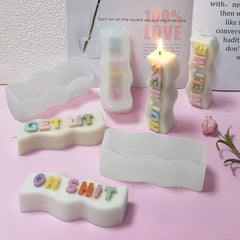 RKPM HOMES Alphabet Letter Pillar Resin Mold I 3D Words Silicone Epoxy Mould I for Candle Making DIY Handmade Ornament Chocolate, Cake Décor, Aromatherapy, Soap, Polymer Clay Art Craft (Set of 5)