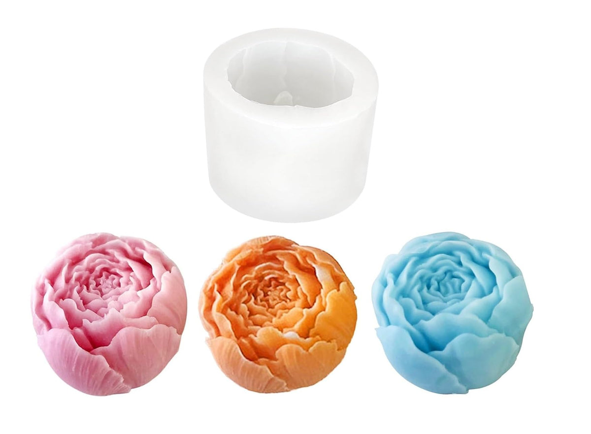 RKPM HOMES Small Rose Bud Candle Mold I 3D Fondant Close Peony Flower Silicone Scented Wax Mould I Succulent Molds for DIY Handmade Ornament Cake Décor Aromatherapy Soap Resin Art Craft Making - 1 Pcs