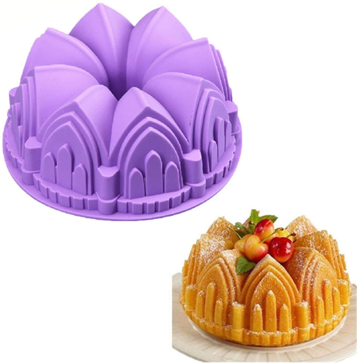 RKPM HOMES Crown Castle Cake Mold Silicone Baking Molds Party Cake Bakeware for Your Birthday Dessert, Cake, Bread, Tart, Pie, Flan and More