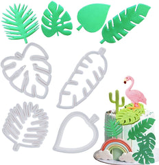 RKPM HOMES 4 Pieces Tropical Leaf Cookie Cutter Shape Set,Hawaiian Palm Leaves Mould Fondant Cutting Stainless Steel Cutters for Pastry Fruit Biscuit Sugarcraft Candy Cake Decorating, Baking Tools