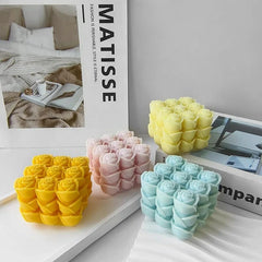 RKPM HOMES Candle Mold I 3D Fondant Rubik Cube Silicone Wax Epoxy Mould I Succulent Molds for DIY Handmade Chocolate, Cake Décor, Aromatherapy, Soap Resin Art Craft Home Decoration (Rose Rubik)